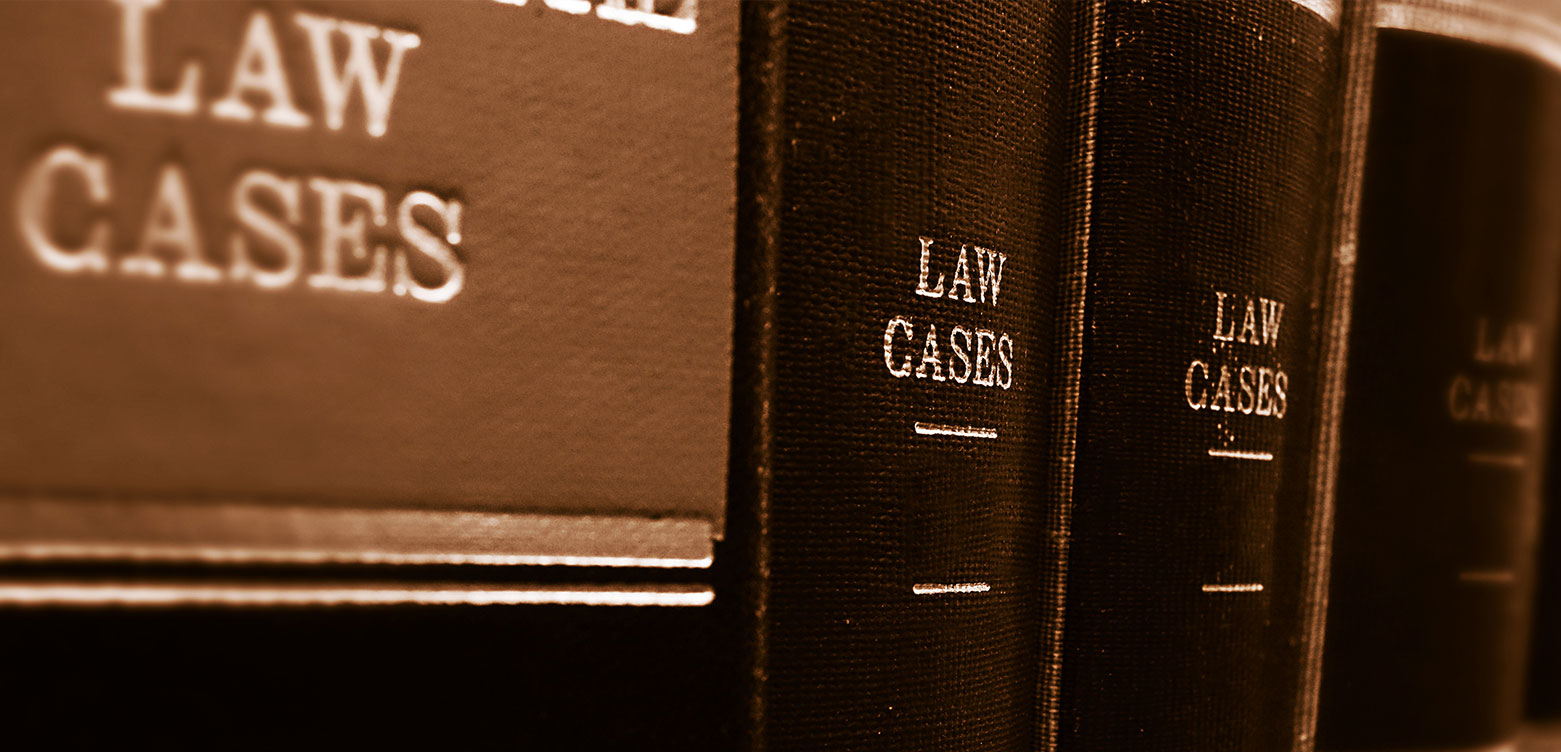 book spines of law cases